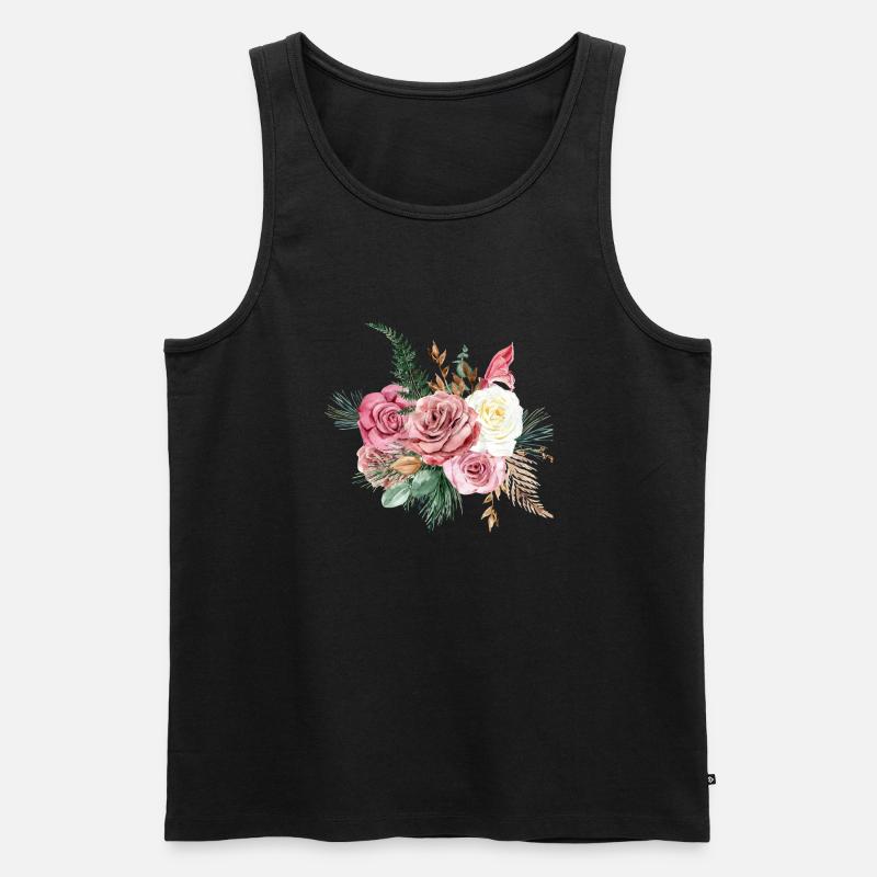 Aquarell Blumen Geschenkidee - Männer Premium Bio Tank Top - Schwarz
