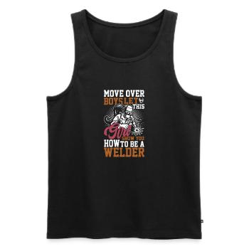 Ideal female welder Welder - Men's Premium Organic Tank Top - black - Front - AI Model Male 178 light (178cm)