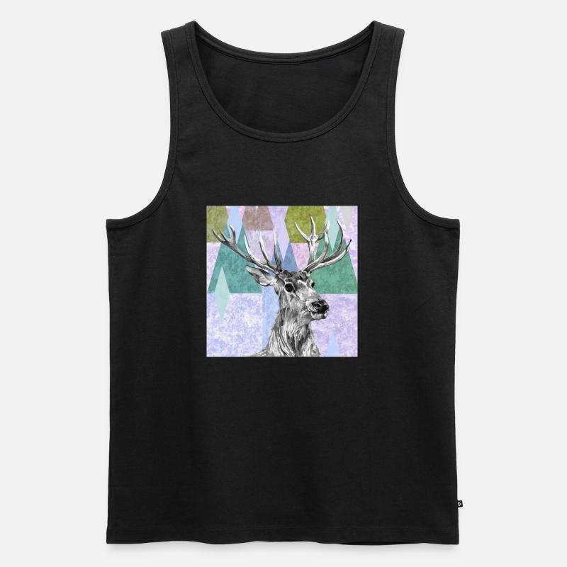 Hirsch - Männer Premium Bio Tank Top - Schwarz