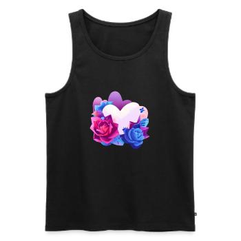 Saint-Valentin Fête des mères Mariage de fiançailles amoureuses - Débardeur bio Premium Homme - noir - Devant - AI Model Male 178 light (178cm)