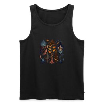 Magical herbarium with plants, leaves, fillets - Men's Premium Organic Tank Top - black - Front - AI Model Male 178 light (178cm)