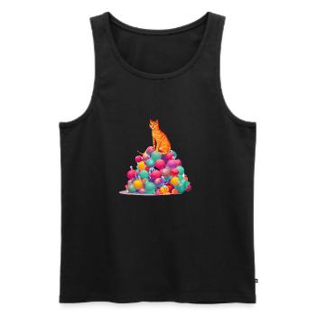 Katze Weihnachten Hauskatze X-Mas Kätzchen Kater - Männer Premium Bio Tank Top - Schwarz - Vorne - AI Model Male 178 light (178cm)