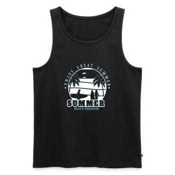Neon Anime Retro Vintage Cool Pink NGE - Männer Premium Bio Tank Top - Schwarz - Vorne - Michal (187cm)