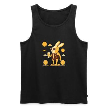 Lapin cool avec de la bière et des lunettes de soleil drôle - Débardeur bio Premium Homme - noir - Devant - Michal (187cm)