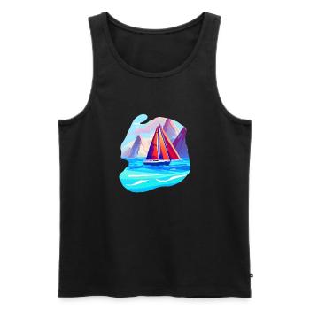 Sailing Sailing Sailboat Sailing Ship - Men's Premium Organic Tank Top - black - Front - Michal (187cm)