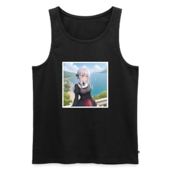 Mädchen im Kleid am See - Männer Premium Bio Tank Top - Schwarz - Vorne - AI Model Male 178 light (178cm)