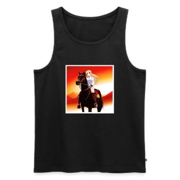 Mädchen in den roten Bergen auf einem Pferd - Männer Premium Bio Tank Top - Schwarz - Vorne - Michal (187cm)