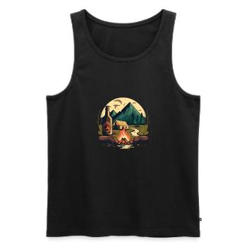Camping with campfire and beer in nature - Men's Premium Organic Tank Top - black - Front - Michal (187cm)