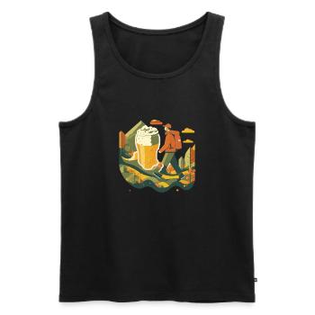Hike in nature with destination: beer - Men's Premium Organic Tank Top - black - Front - Michal (187cm)