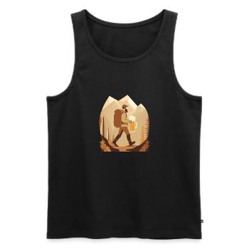 Wanderung mit Bier. Motiv für Outdoor Fans - Männer Premium Bio Tank Top - Schwarz - Vorne - Michal (187cm)