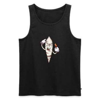 Lustiger Cartoon-Joint mit Feuerzeug - Männer Premium Bio Tank Top - Schwarz - Vorne - AI Model Male 178 light (178cm)