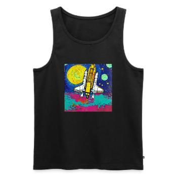 navette spatiale van gogh - Débardeur bio Premium Homme - noir - Devant - AI Model Male 178 light (178cm)