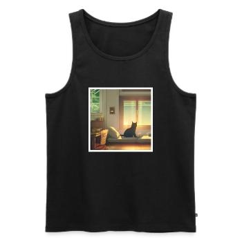 Eine Katze im auf dem Sofa sitzt in der Sonne - Männer Premium Bio Tank Top - Schwarz - Vorne - Michal (187cm)