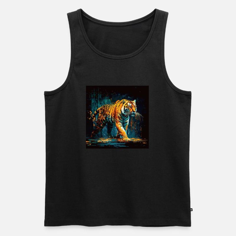 Bengalischer Tiger, Trail-Jäger - Männer Premium Bio Tank Top - Schwarz
