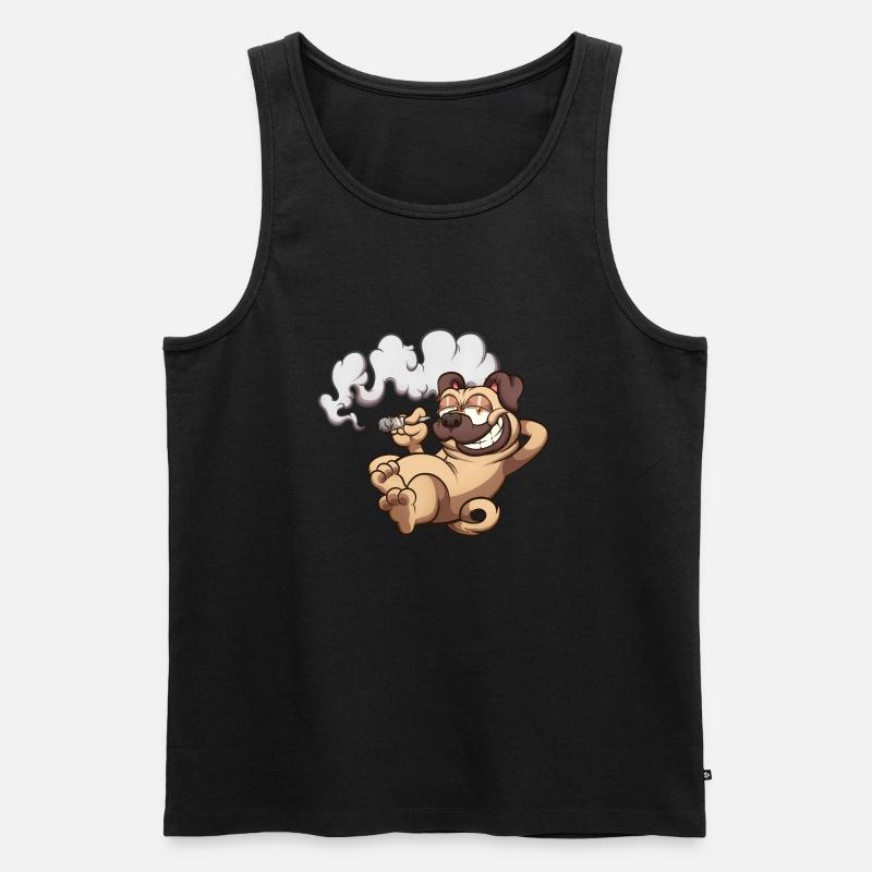 Mops raucht einen Joint - Männer Premium Bio Tank Top - Schwarz