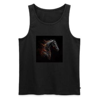 Cheval fougueux n°16 - Débardeur bio Premium Homme - noir - Devant - AI Model Male 178 light (178cm)