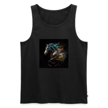 Cheval fougueux n°15 - Débardeur bio Premium Homme - noir - Devant - AI Model Male 178 light (178cm)
