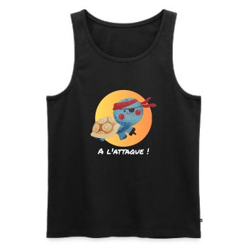 Tortue pirate, à l'attaque ! - Débardeur bio Premium Homme - noir - Devant - AI Model Male 178 light (178cm)
