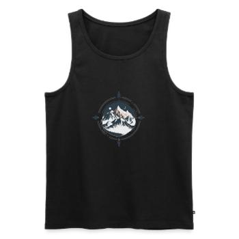 Minimalistischer Kompass mit Bergen - Männer Premium Bio Tank Top - Schwarz - Vorne - Michal (187cm)
