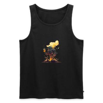 Robot cool qui aime boire de la bière artisanale - Débardeur bio Premium Homme - noir - Devant - Michal (187cm)
