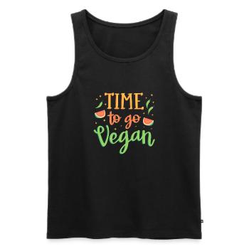 Il est temps de devenir végétalien - Débardeur bio Premium Homme - noir - Devant - AI Model Male 178 light (178cm)