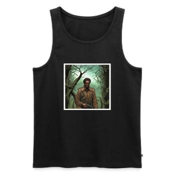 Ein Kopfgeldjäger im Wald - Männer Premium Bio Tank Top - Schwarz - Vorne - AI Model Male 178 light (178cm)