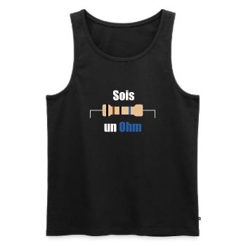 Sois un Ohm - Texte Blanc - Débardeur bio Premium Homme - noir - Devant - AI Model Male 178 light (178cm)