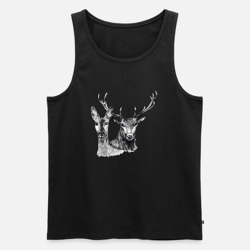 Hirsch und Reh - Männer Premium Bio Tank Top - Schwarz