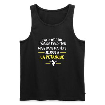 je joue à la pétanque / cadeau humour pétanque - Débardeur bio Premium Homme - noir - Devant - Michal (187cm)