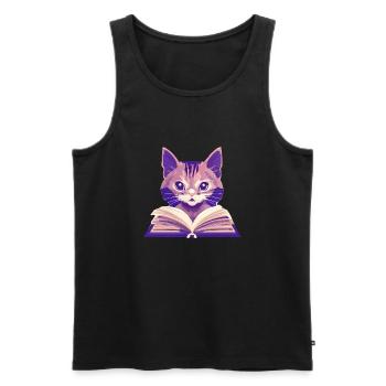 Livres pour chats domestiques Chat Chat Chat Livre Chaton Lecture - Débardeur bio Premium Homme - noir - Devant - Michal (187cm)