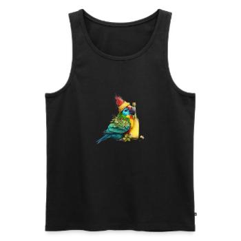 Parrot cuddles with beer - Men's Premium Organic Tank Top - black - Front - AI Model Male 178 light (178cm)