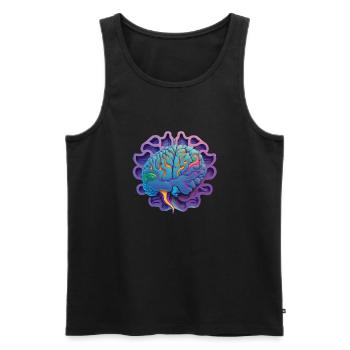 purple brain Geschenk - Männer Premium Bio Tank Top - Schwarz - Vorne - Michal (187cm)