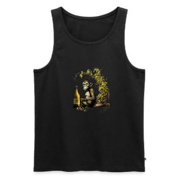 Lustiger Bierbrauender Schimpanse mit Hopfen - Männer Premium Bio Tank Top - Schwarz - Vorne - AI Model Male 178 light (178cm)