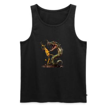 Gefährlich coole Schlange mit Bier - Männer Premium Bio Tank Top - Schwarz - Vorne - AI Model Male 178 light (178cm)