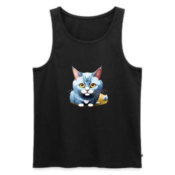 Blue Kitten - Men's Premium Organic Tank Top - black - Front - Michal (187cm)