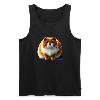 Fat Cat with Fluffy Fur - Men's Premium Organic Tank Top - black - Front - AI Model Male 178 light (178cm)