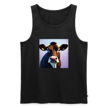 Brown-Kuh auf buntem Hintergrund - Männer Premium Bio Tank Top - Schwarz - Vorne - AI Model Male 178 light (178cm)