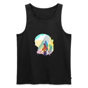 Wandern Bergwandern Bergwanderer Wanderung - Männer Premium Bio Tank Top - Schwarz - Vorne - AI Model Male 178 light (178cm)