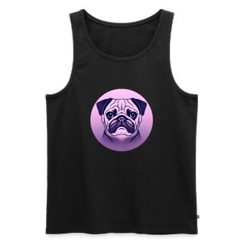 farbiger Mops im Kreis - Männer Premium Bio Tank Top - Schwarz - Vorne - AI Model Male 178 light (178cm)