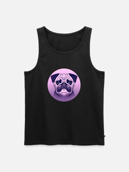 farbiger Mops im Kreis - Männer Premium Bio Tank Top - Schwarz