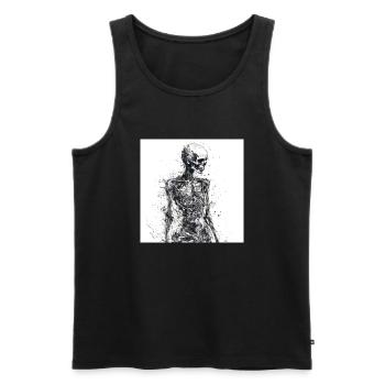 Squelette de crâne effrayant - Débardeur bio Premium Homme - noir - Devant - Michal (187cm)