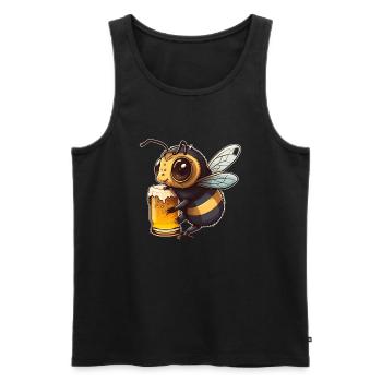 Cute cool bee drinks a glass of beer - Men's Premium Organic Tank Top - black - Front - AI Model Male 178 light (178cm)