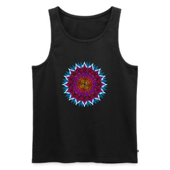 Mandala Red-Turquoise - Men's Premium Organic Tank Top - black - Front - AI Model Male 178 light (178cm)