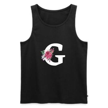 Buchstabe g blumig - Männer Premium Bio Tank Top - Schwarz - Vorne - AI Model Male 178 light (178cm)