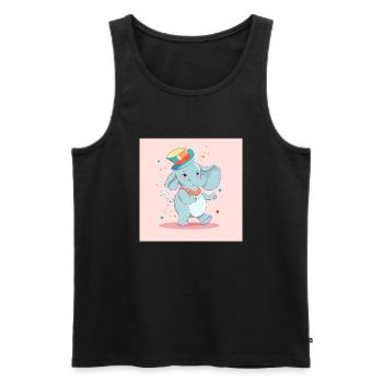 Éléphant dansant avec un chapeau coloré le jour de l’anniversaire - Débardeur bio Premium Homme - noir - Devant - Michal (187cm)