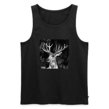 Hirsch - Männer Premium Bio Tank Top - Schwarz - Vorne - Michal (187cm)