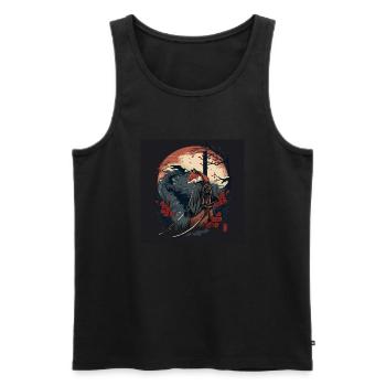 Ästhetischer japanischer Stil mit einem Fuchs mit einem Katana - Männer Premium Bio Tank Top - Schwarz - Vorne - AI Model Male 178 light (178cm)