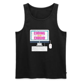 Coding is my cardio - Männer Premium Bio Tank Top - Schwarz - Vorne - AI Model Male 178 light (178cm)