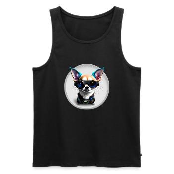 Chihuahua futuristisch - Männer Premium Bio Tank Top - Schwarz - Vorne - AI Model Male 178 light (178cm)