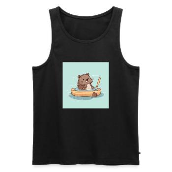 Cute beaver in the bathtub - Men's Premium Organic Tank Top - black - Front - AI Model Male 178 light (178cm)